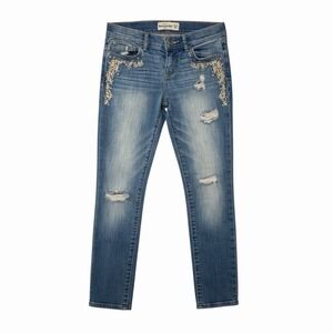 Abercrombie Kids Girls 14 Slim Y2K Embroidered Distressed Jeans 2000s